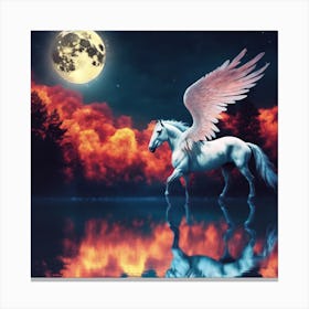 White Horse With Wings Canvas Print