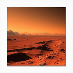 Mars With Red Terrain And Distant Mountains 1 Canvas Print