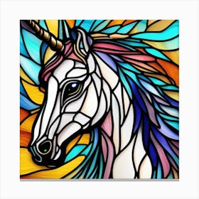 Stained Glass Unicorn Canvas Print