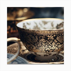 Tea Cups And Saucers 2 Canvas Print