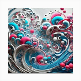 3d Waves Art Canvas Print