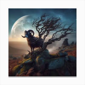 Ram In The Moonlight 1 Canvas Print