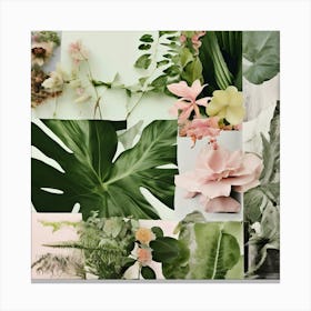 Collage Texture Photography Pictures Fonts Pastel Botanical Plants Layered Mixed Media Vi Canvas Print