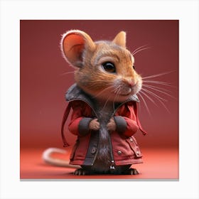 Mouse In Red Coat Canvas Print