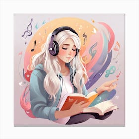 Girl Listening To Music Canvas Print