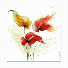 Red Anthuriums Flowers II. Canvas Print