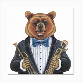 Bowtie Bear Band Concert Print Art And Wall Art Canvas Print