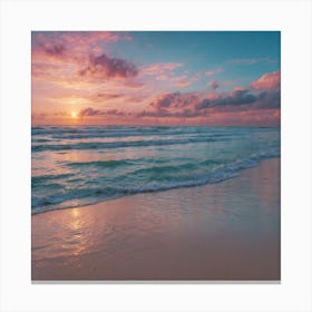 Sunset on a sparkling beach Canvas Print