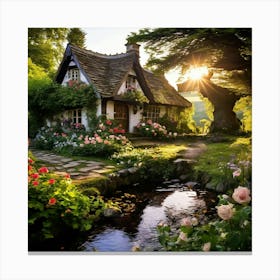 Cottage In The Woods Canvas Print