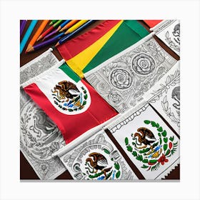 Mexican Coloring Flags (77) Canvas Print