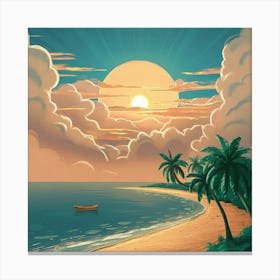 Sunset At The Beach 6 Canvas Print