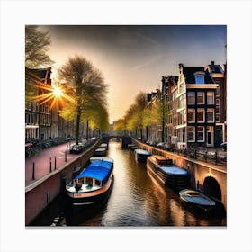 Sunset In Amsterdam Canvas Print