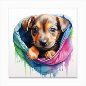 Puppy In A Bag Canvas Print