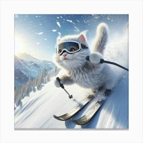 Cat On Skis 4 Canvas Print