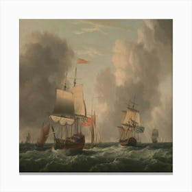 Sailing Ships In Rough Seas 1 Canvas Print