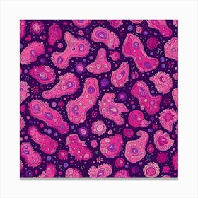 A seamless Pattern Featuring Amoeba Like Blobs Shapes With Edges Rustic Purple And Pink, Flat Art, 114 Canvas Print