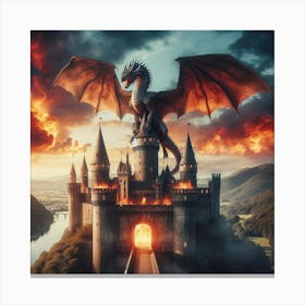 Dragon On A Castle Canvas Print