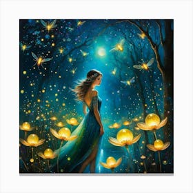 Fairy Girl In The Forest Canvas Print