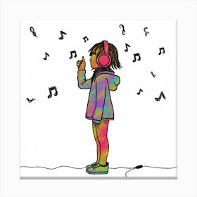 Girl Listening To Music 1 Canvas Print