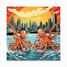 Octopus In The City Canvas Print