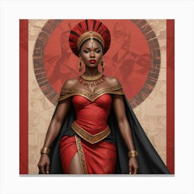 Pikaso Texttoimage Comic Style Beautiful Africanpowerful Queen Warrio (1) Canvas Print