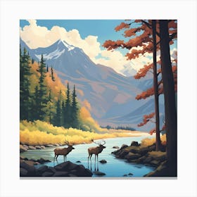 Elk By The River 7 Canvas Print