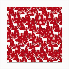 Deer On A Red Background Canvas Print