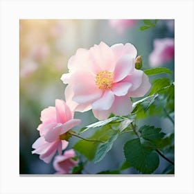 Flowers Leaves Nature Soft Freshness Pastel Botanical Plants Blooms Foliage Serene Delic (11) Canvas Print