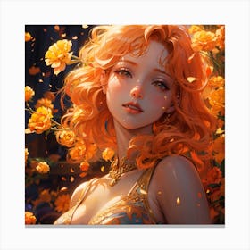 Anime Girl With Orange Hair Canvas Print