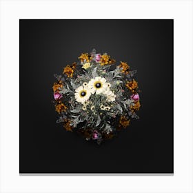 Vintage Chrysanthemum Flower Wreath on Wrought Iron Black n.0907 Canvas Print
