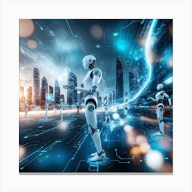 Robots In The City Canvas Print