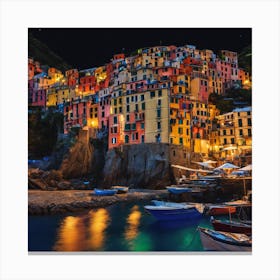 Cinque Terre At Night Canvas Print