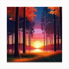 Sunset In The Forest 36 Canvas Print