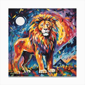 Lion At Night Canvas Print