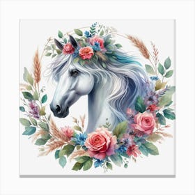 Horse With Flowers Canvas Print