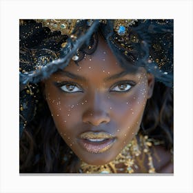 Black Woman With Gold Makeup 1 Canvas Print