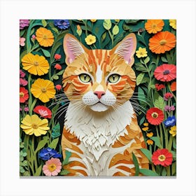 Cat In Flowers 1 Canvas Print