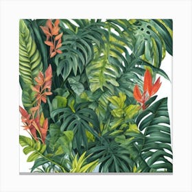 Tropical Jungle Jungle Night Botanical Art Print 2 Canvas Print