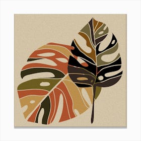 Tropical Leaves Plant Leaves Monstera Boho Retro Canvas Print