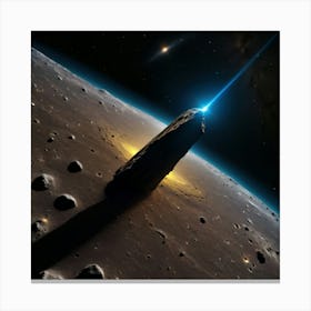 Yellow blue alien artifical monolith sitting on Mars's surface Canvas Print