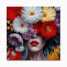 Flowers On A Woman'S Head Canvas Print