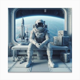 Astronaut Sitting In Space 1 Canvas Print