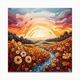 Sunset In The Meadow 1 Canvas Print