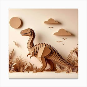 Paper Cut Dinosaur Canvas Print