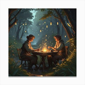 Two People At A Table Canvas Print