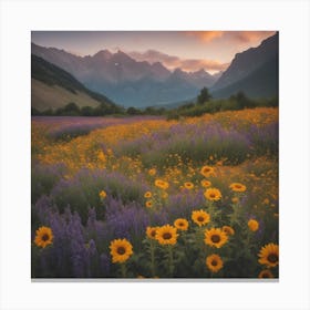 Sunflowers At Sunset Canvas Print