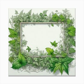 Frame With Green Leaves 10 Canvas Print