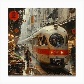 Asian Street Scene, Impressionism and Realism Canvas Print