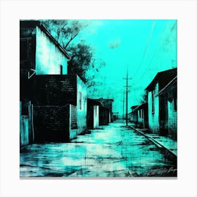 Lithography Cyan - Blue Street USA Canvas Print