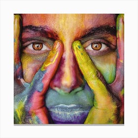 Portrait Of A Woman With Colorful Paint Canvas Print